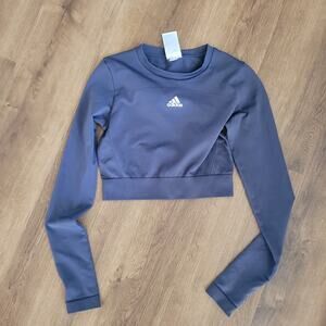 adidas aeroknit seamless fitted crop tee shadow navy xs euc
